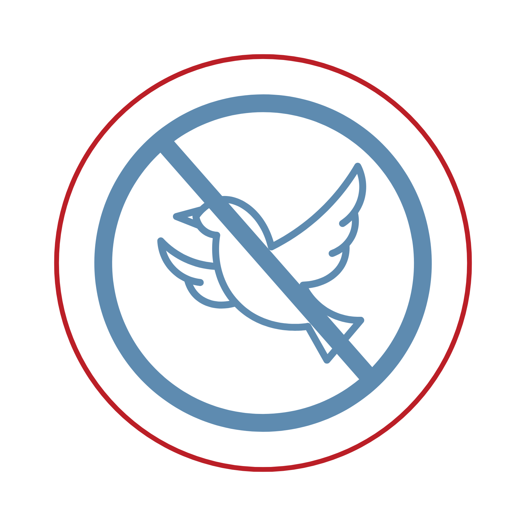 bird in circle with diagnol line icon
