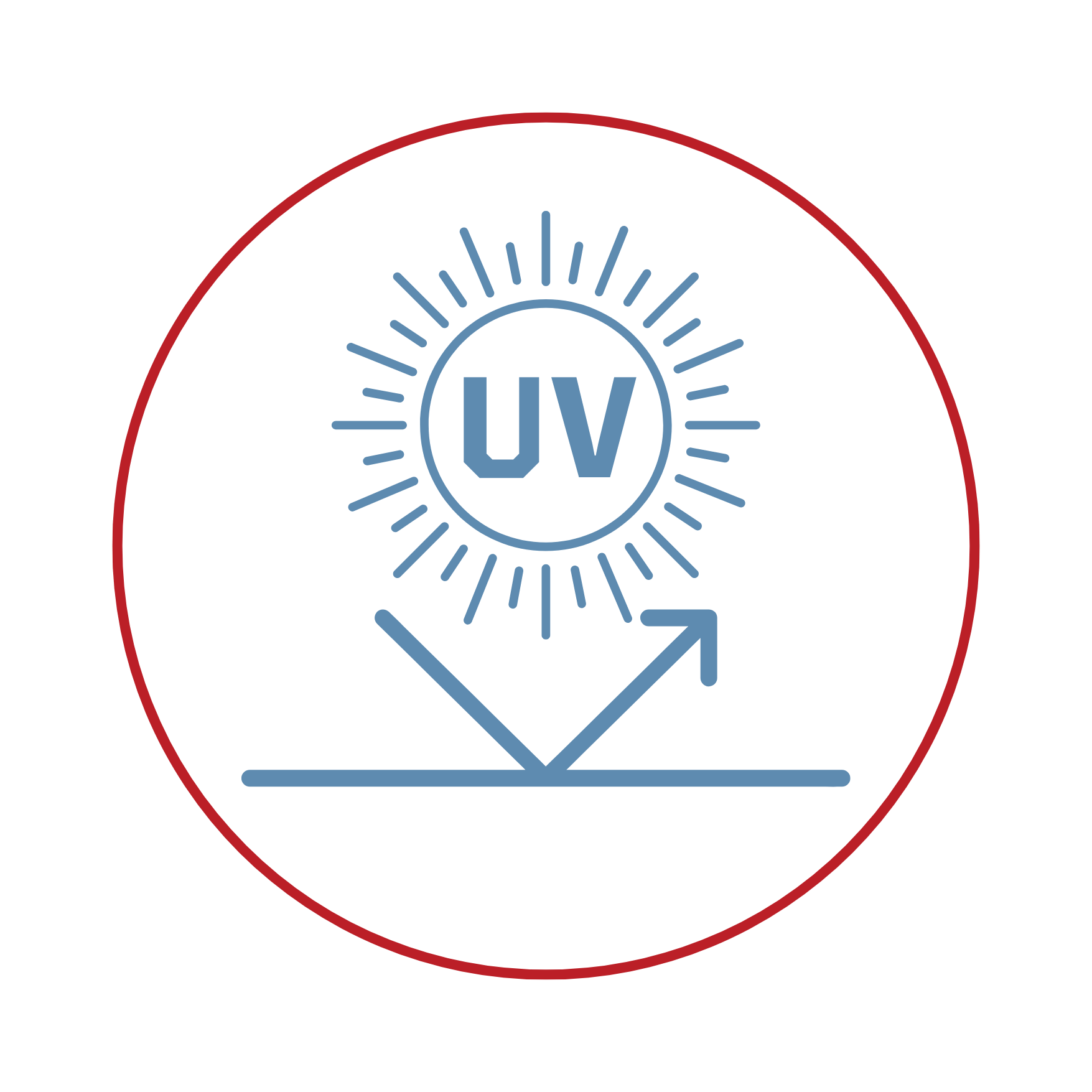 sun with uv reflecting off surface icon