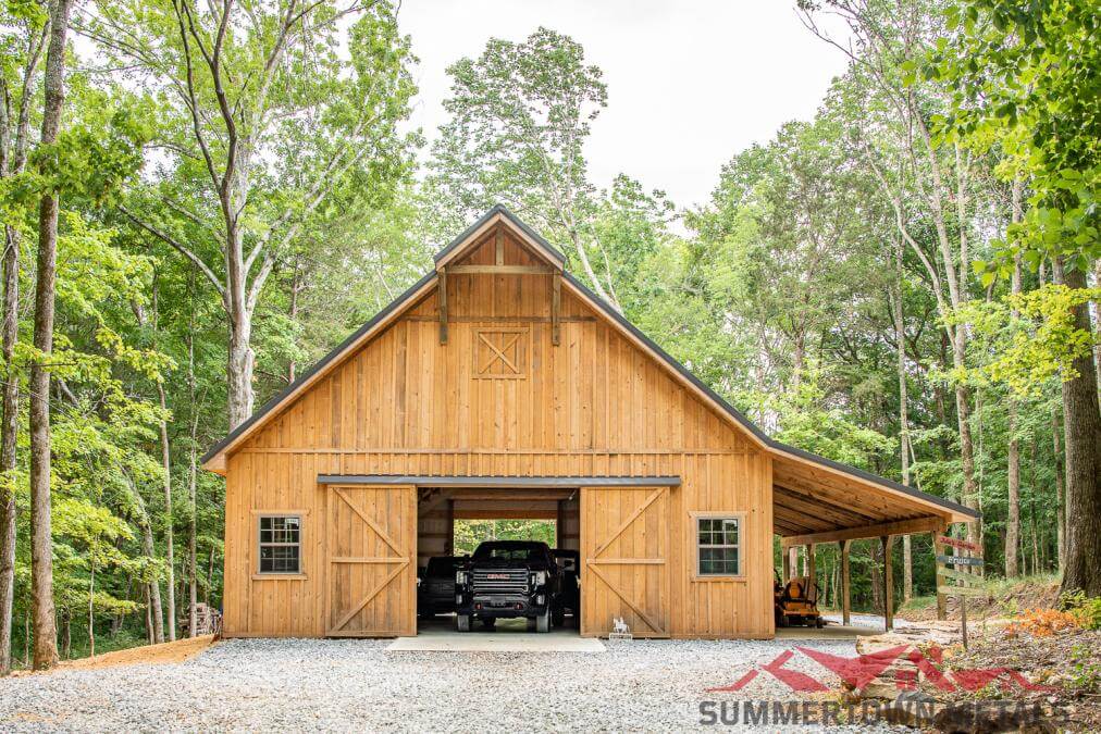 36x48x12 Cypress Residential Garage with Side Shed