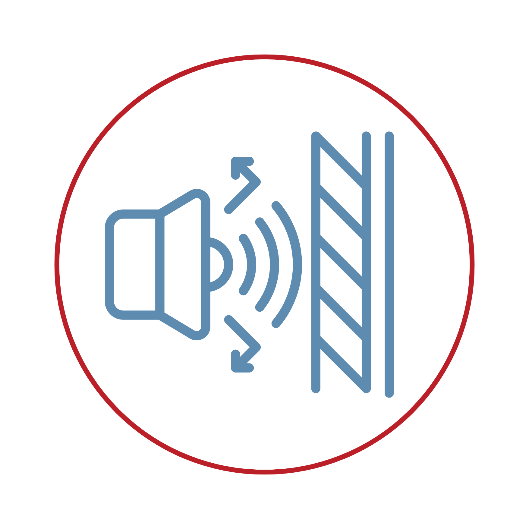 speaker sound waves bouncing off of surface icon