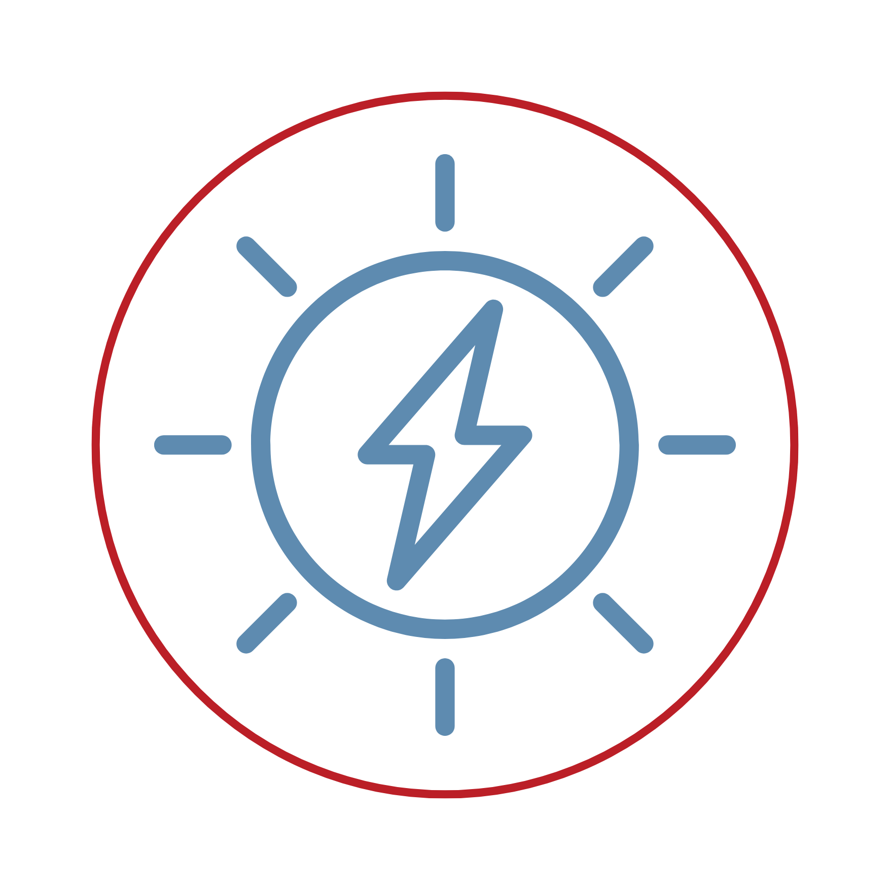 sun with energy lightning bolt icon