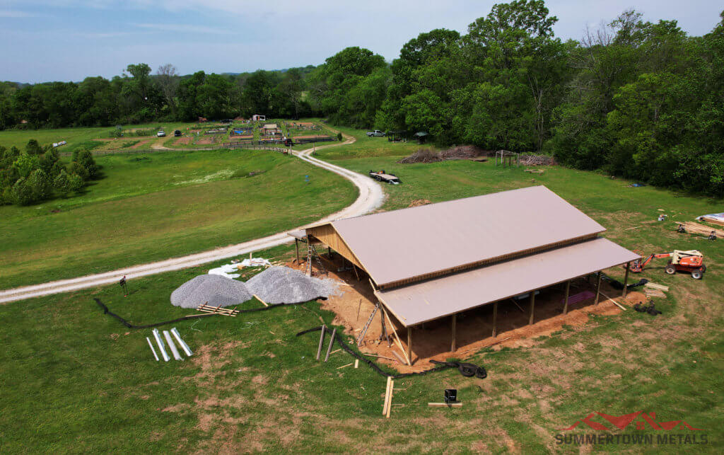 boy scouts pavilion pole barn with roofing