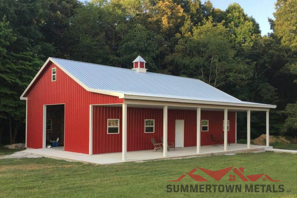 30'X50'X12' Residential Garage with One Side Shed