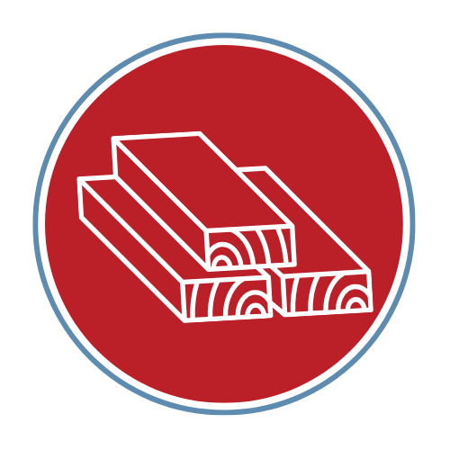 building materials pole barn kit icon with lumber