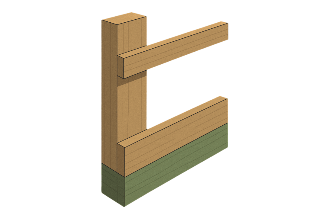 framing girts with pressure treated bottom band