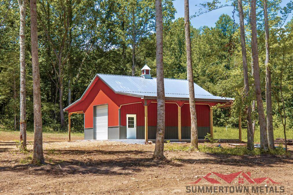 24'x30'x12' Residential Garage with Two Side Sheds