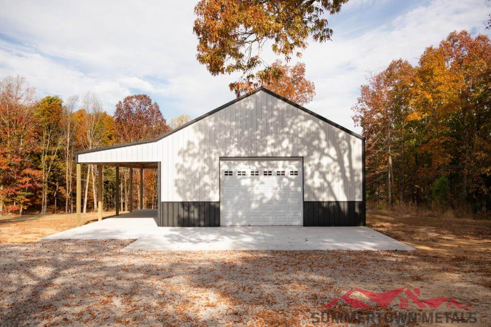 30'x40'x12' Residential Garage with One Side Shed